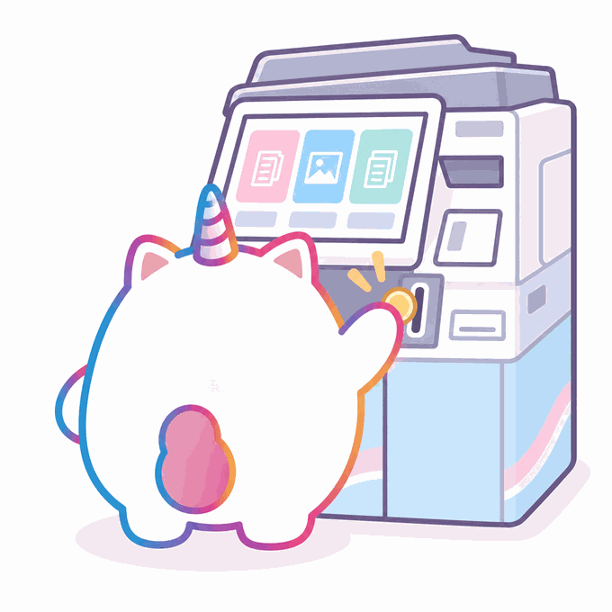 コピー機に料金を入れるんみちゃん