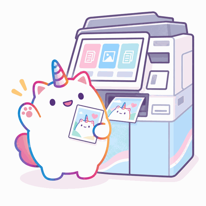 プリントされた写真を受け取ったんみちゃん